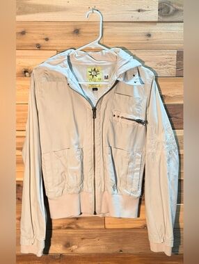 Hooded Zip Jacket By Volcom - Size M - Cream Color